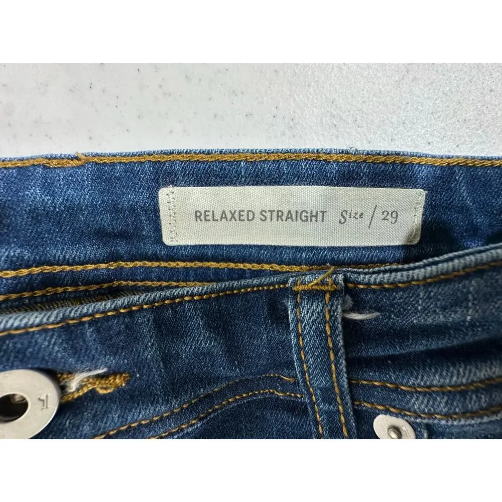 Pilcro Jeans Relaxed Straight Sz 29 (31x27.5)‎ Mid Rise Button Fly Orange Stripe - Picture 5 of 9